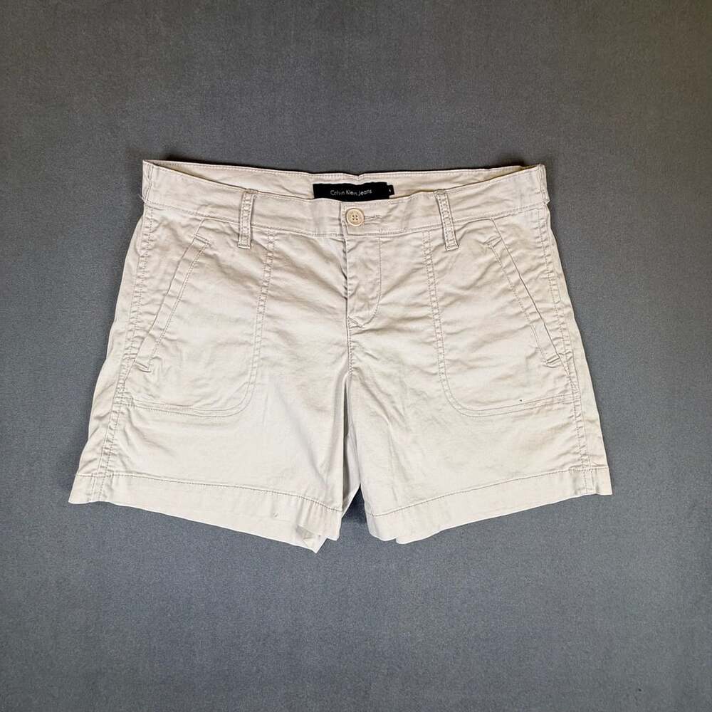 Calvin Klein Jeans Women's Beige Utility Canvas Cargo Shorts Size 4